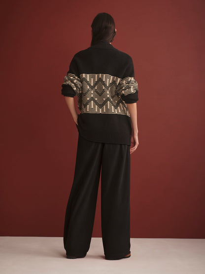 Varley Black Linnea Fairisle Knit Jacket