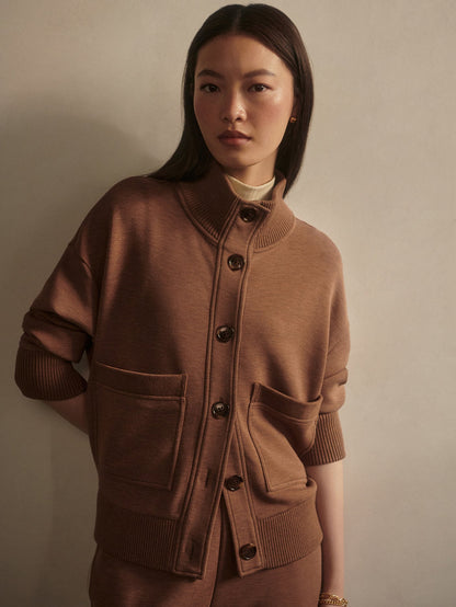 Varley Golden Bronze Marl Sabrina Button Through Sweat
