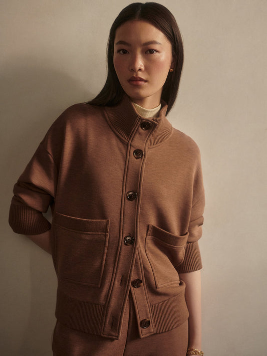 Varley Golden Bronze Marl Sabrina Button Through Sweat