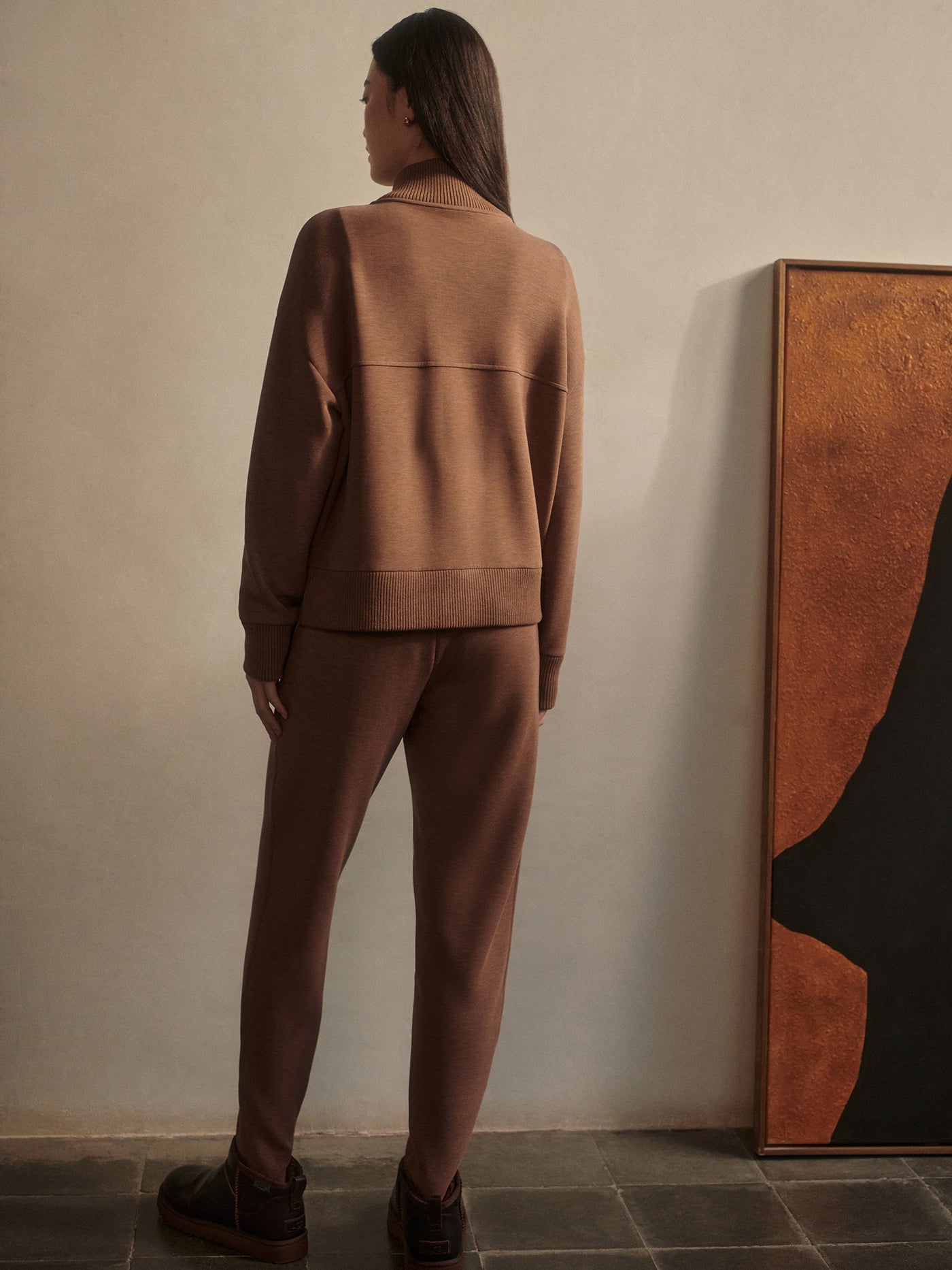 Varley Golden Bronze Marl Sabrina Button Through Sweat