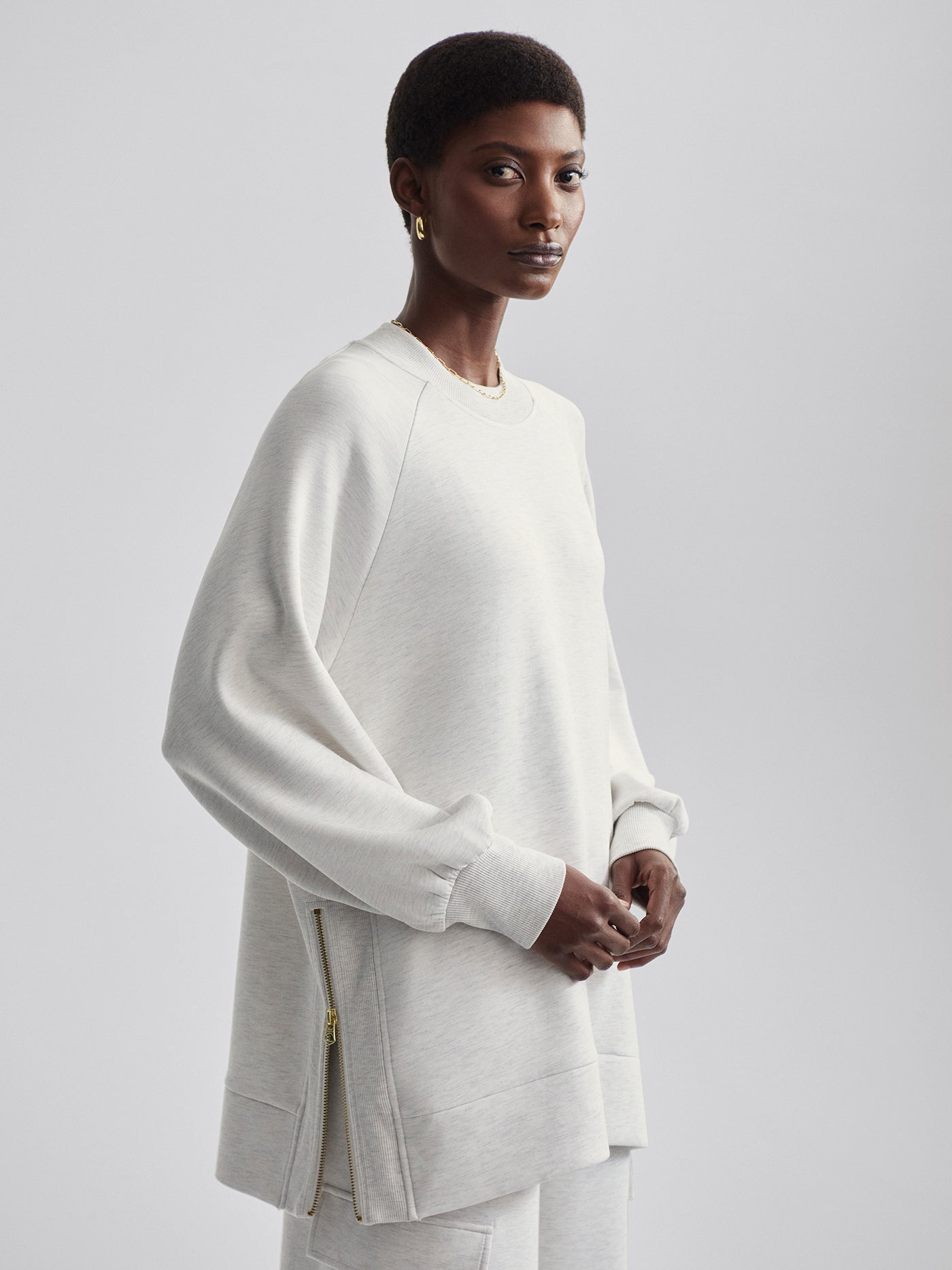 Varley Ivory Marl Nicole Boyfriend Sweat