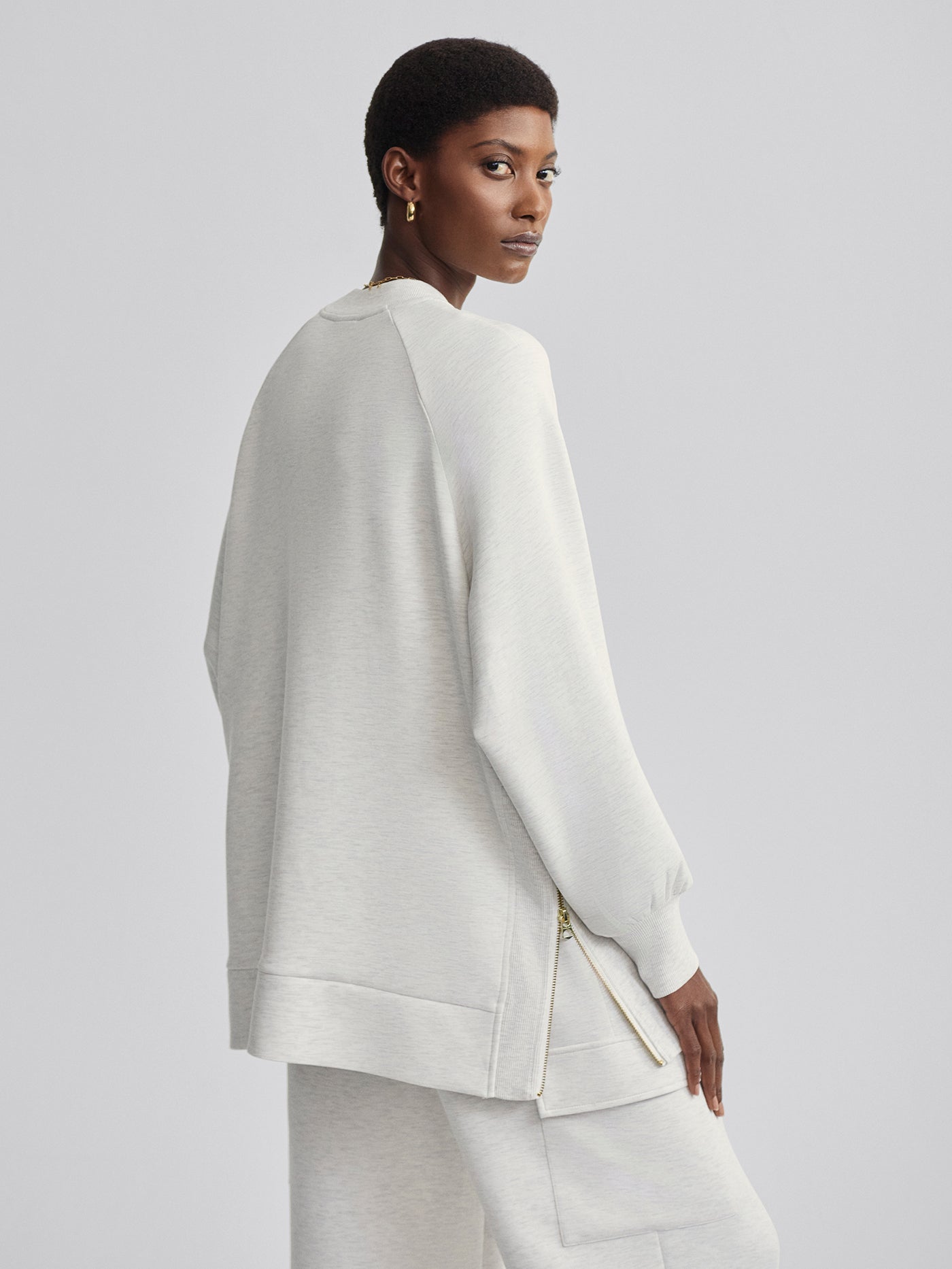 Varley Ivory Marl Nicole Boyfriend Sweat