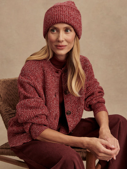 Varley Red Flecked Patricia Rib Cardigan