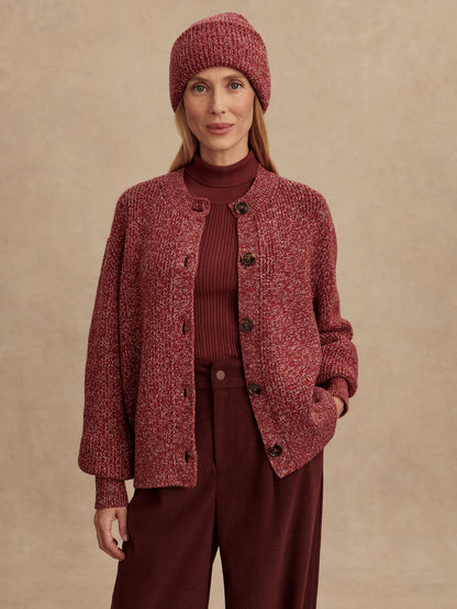 Varley Red Flecked Patricia Rib Cardigan