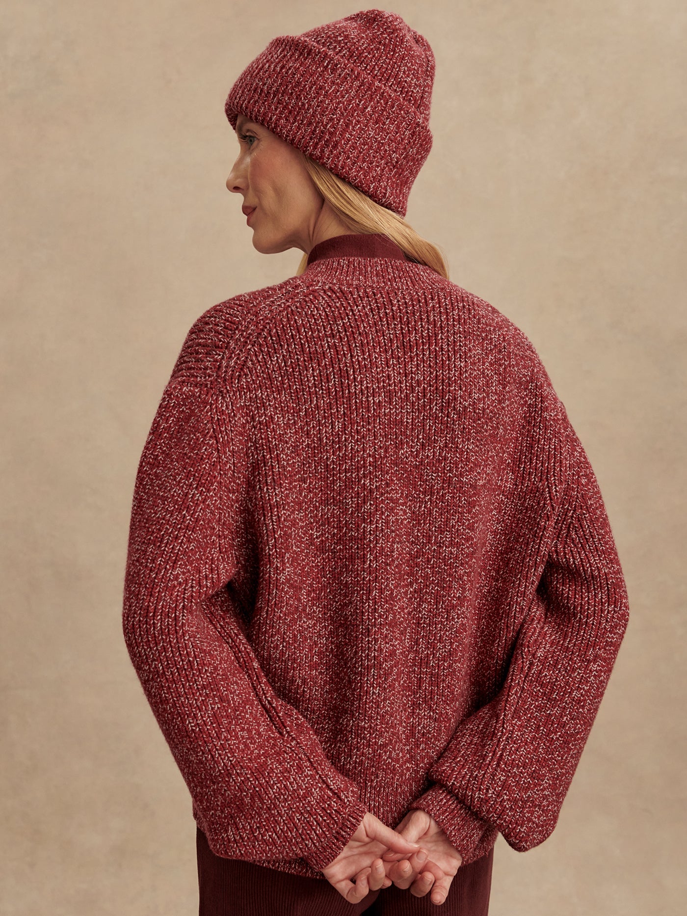 Varley Red Flecked Patricia Rib Cardigan