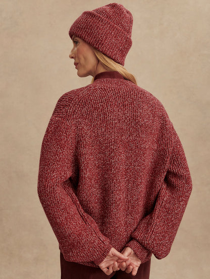 Varley Red Flecked Patricia Rib Cardigan