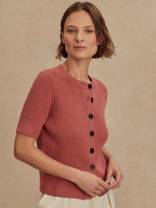 Varley Mauvewood Micha Short Sleeve Cardigan