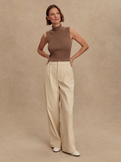 Varley Ash Taupe Anastasia Rib Knit Tank