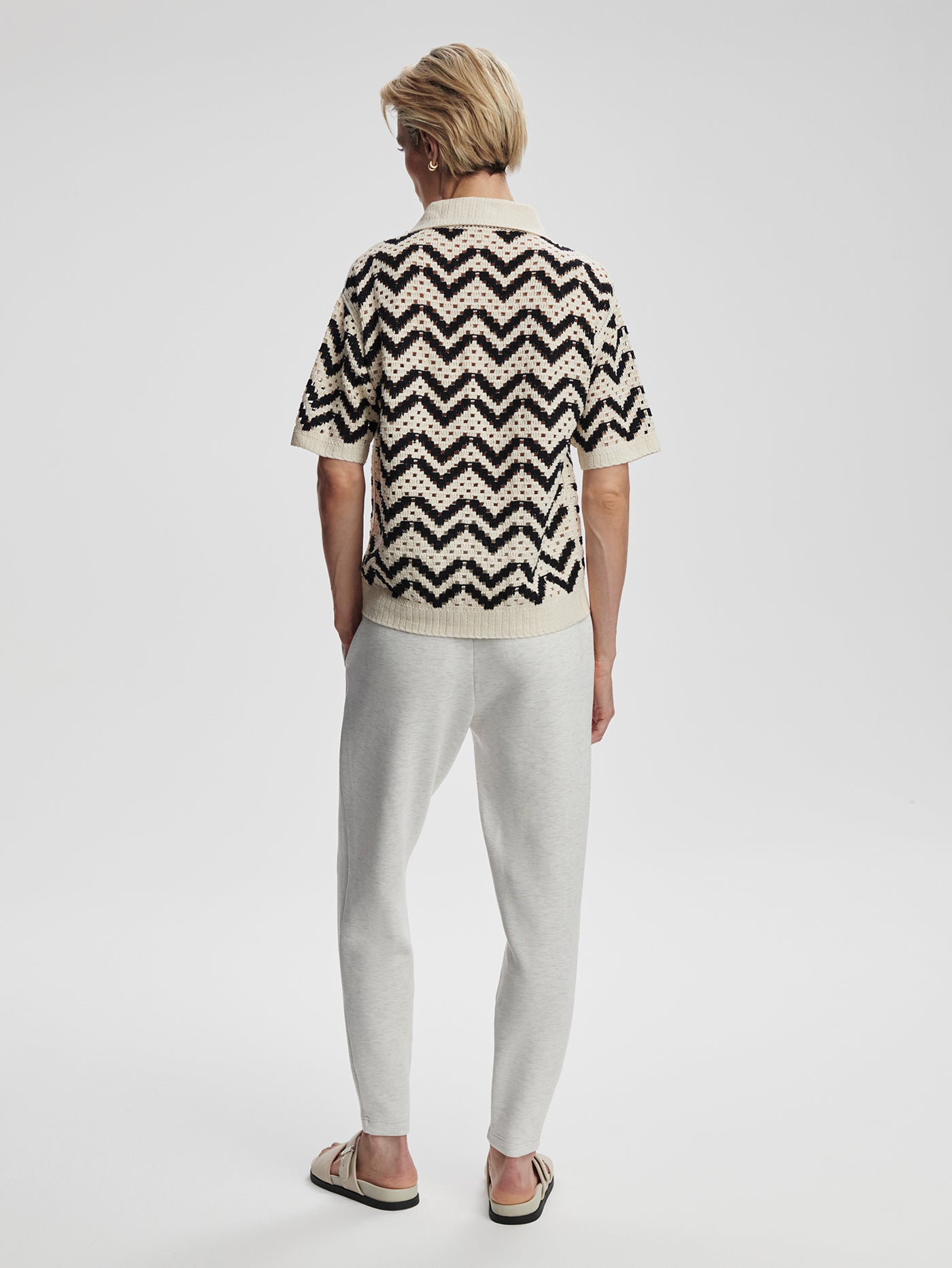 Varley Birch Anais Crochet Polo Shirt