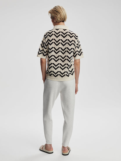 Varley Birch Anais Crochet Polo Shirt