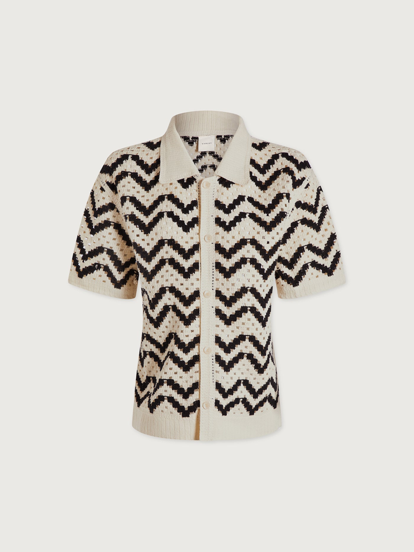 Varley Birch Anais Crochet Polo Shirt