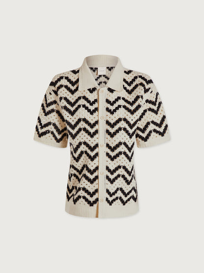 Varley Birch Anais Crochet Polo Shirt