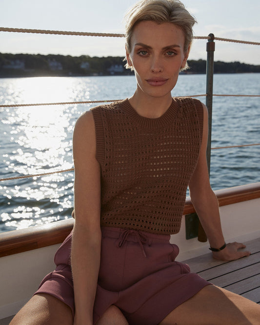 Varley Cocoa Dust Darin Longline Knit Tank | VARLEY US