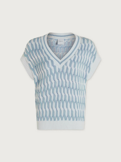 Varley White Celestial Blue Alfie Cable Knit Vest