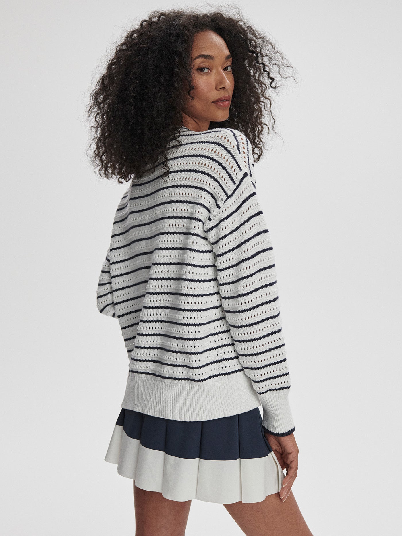 Varley White/ Blue Nights Antonia Relaxed Cardigan