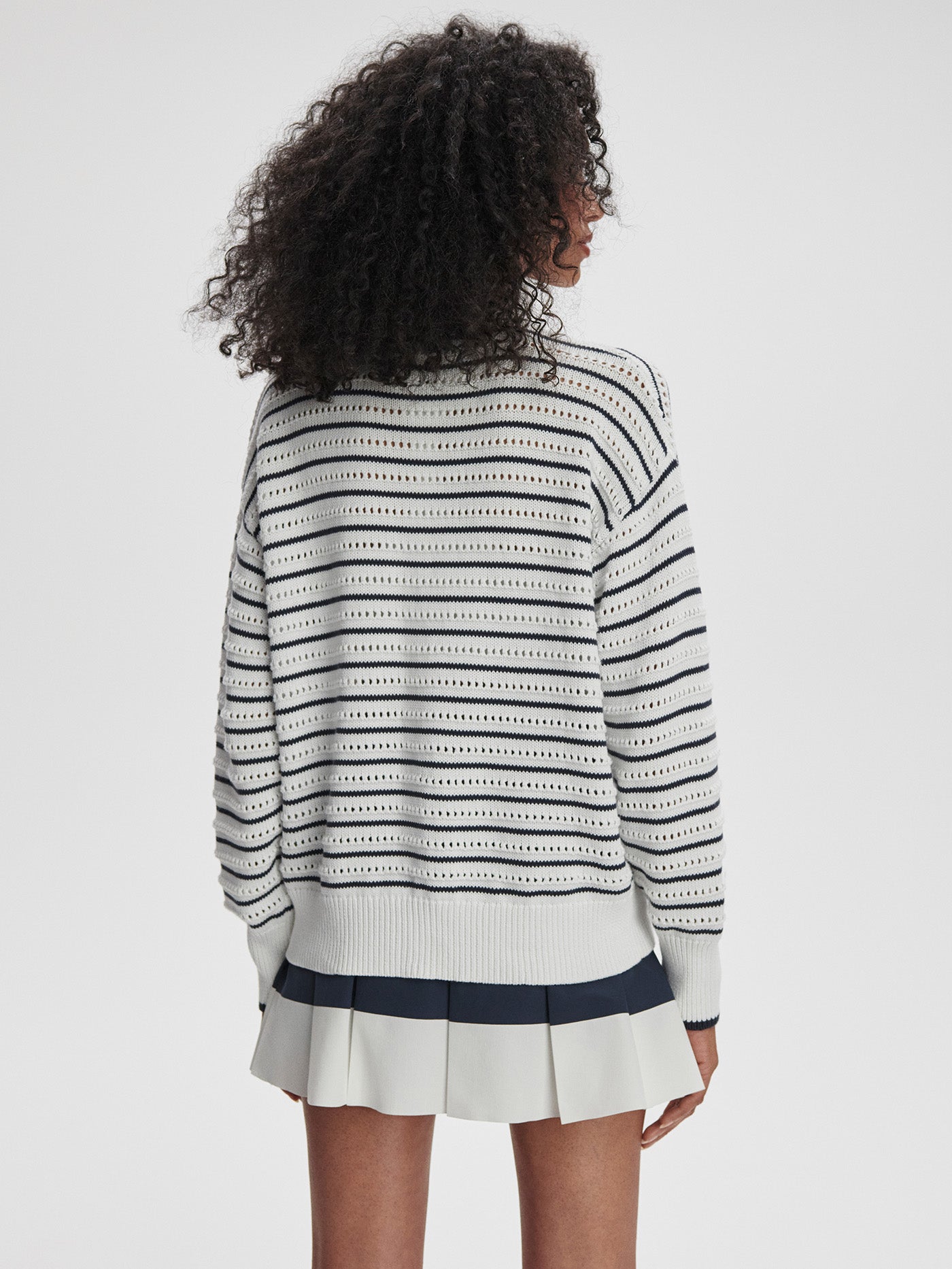 Varley White/ Blue Nights Antonia Relaxed Cardigan