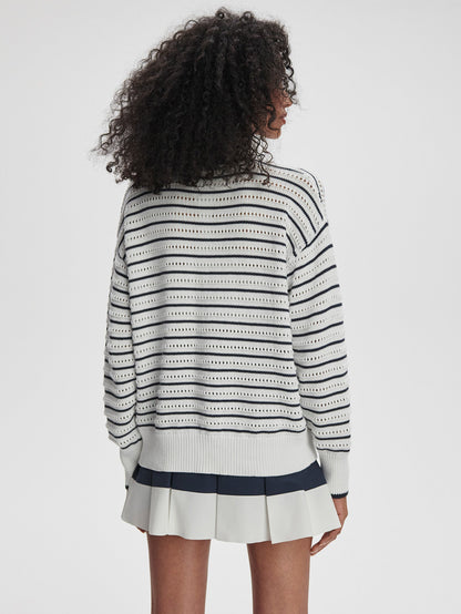 Varley White/ Blue Nights Antonia Relaxed Cardigan