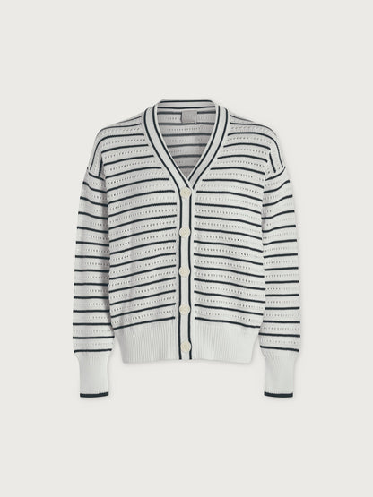Varley White/ Blue Nights Antonia Relaxed Cardigan