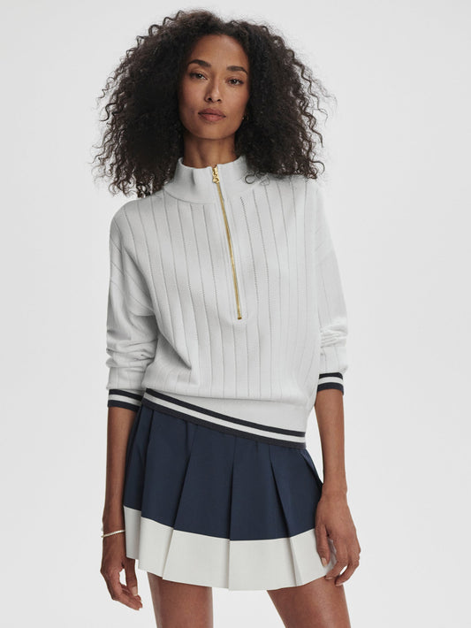 Varley White/ Blue Nights Aliyah Half Zip Knit