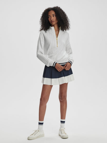 Varley White/ Blue Nights Aliyah Half Zip Knit