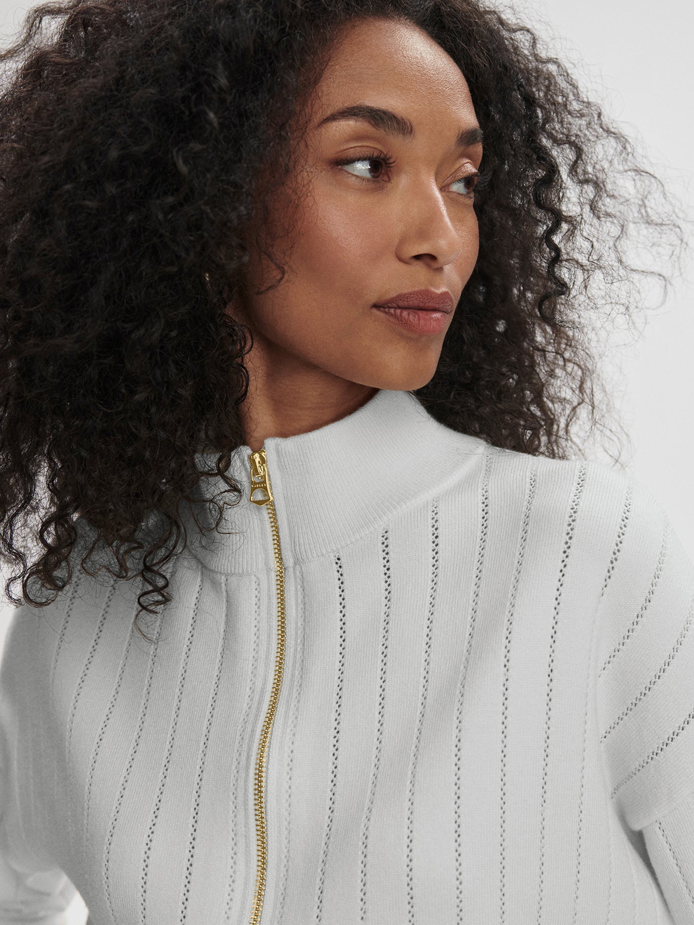 Varley White/ Blue Nights Aliyah Half Zip Knit