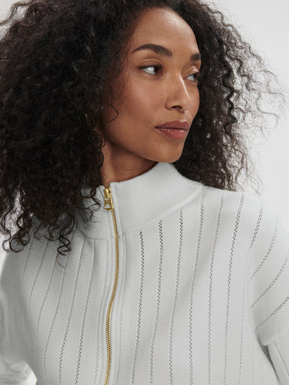 Varley White/ Blue Nights Aliyah Half Zip Knit