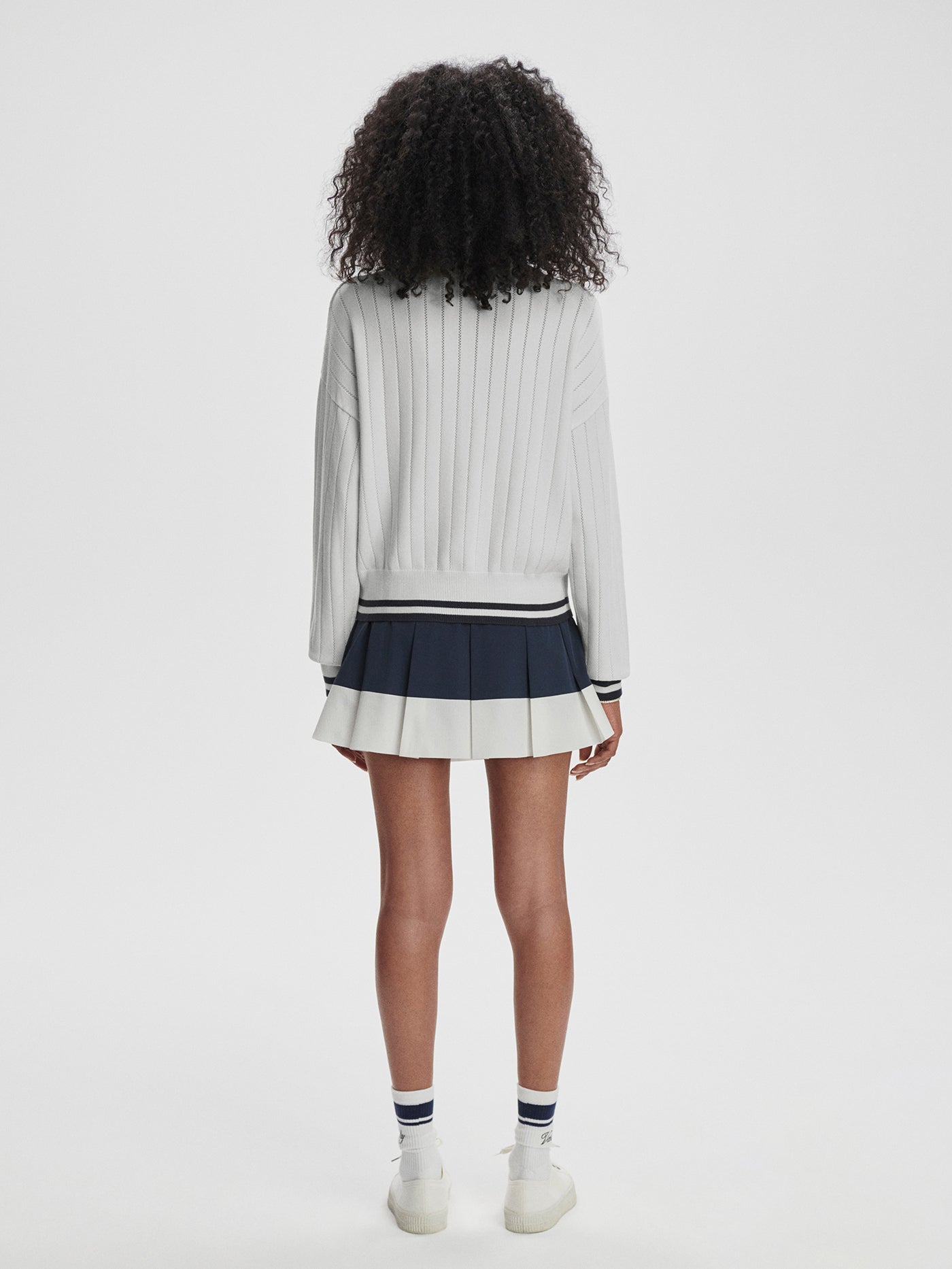 Varley White/ Blue Nights Aliyah Half Zip Knit