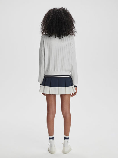 Varley White/ Blue Nights Aliyah Half Zip Knit