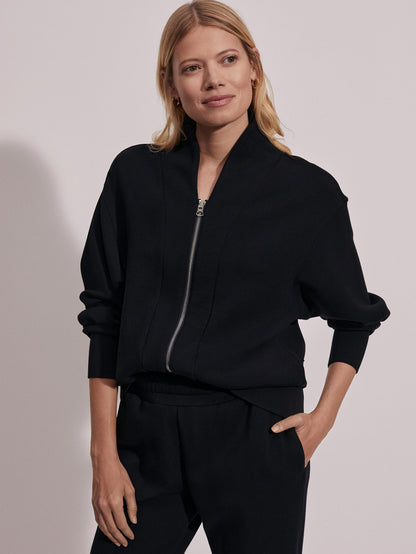 Varley Black Pelham Zip-Through Sweat | VARLEY US