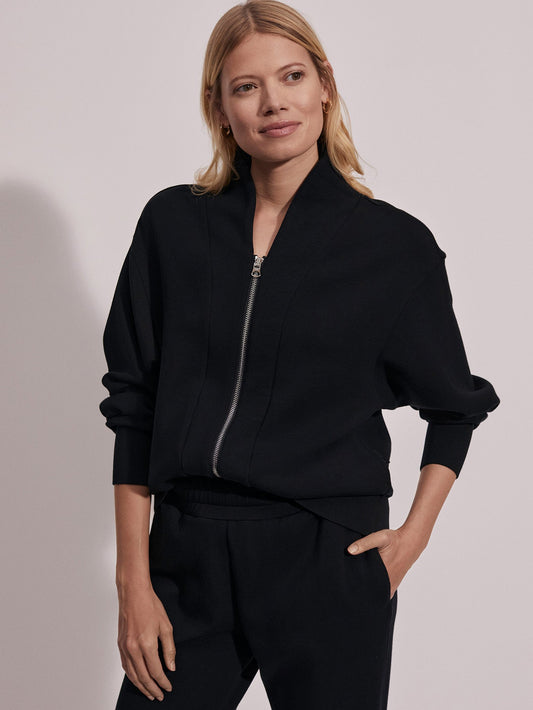 Varley Black Pelham Zip-Through Sweat | VARLEY US