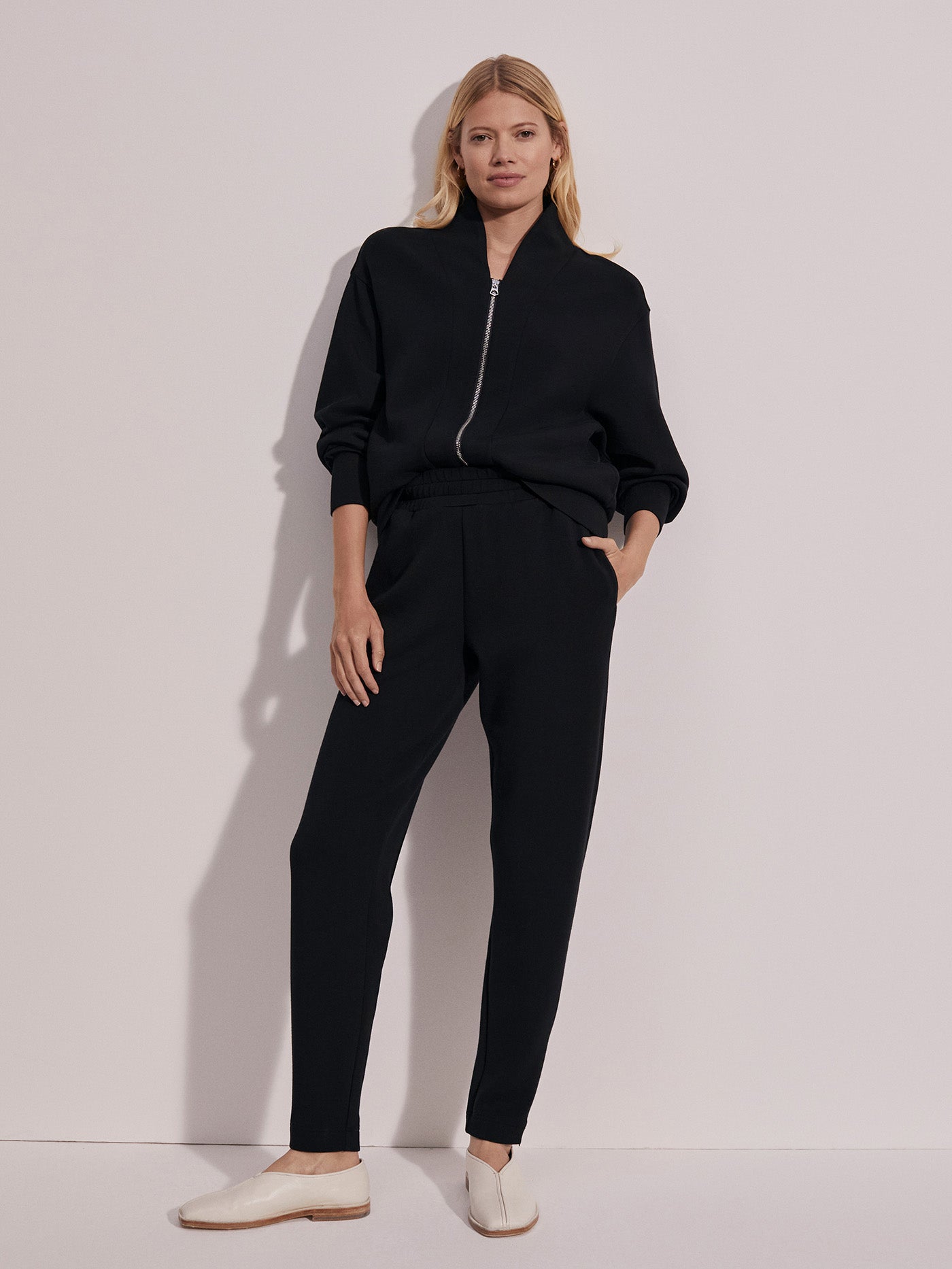 Varley Black Pelham Zip-Through Sweat | VARLEY US