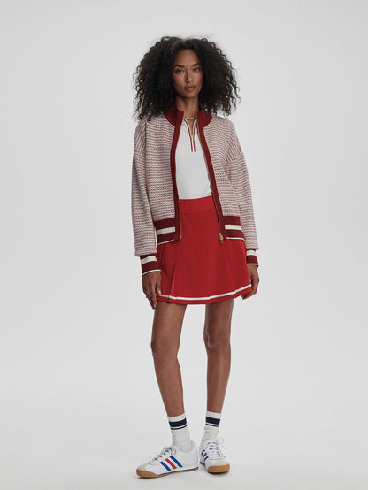 Varley Red Dahlia/ White Walter Knit Jacket