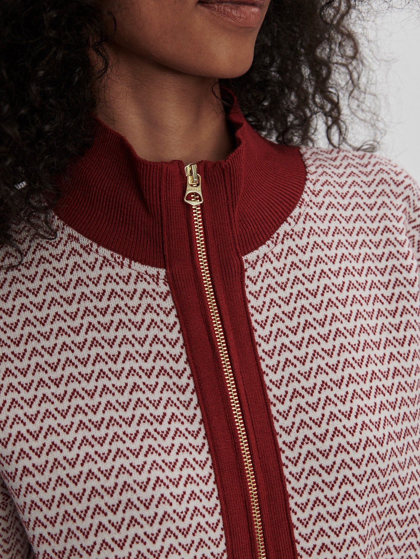 Varley Red Dahlia/ White Walter Knit Jacket