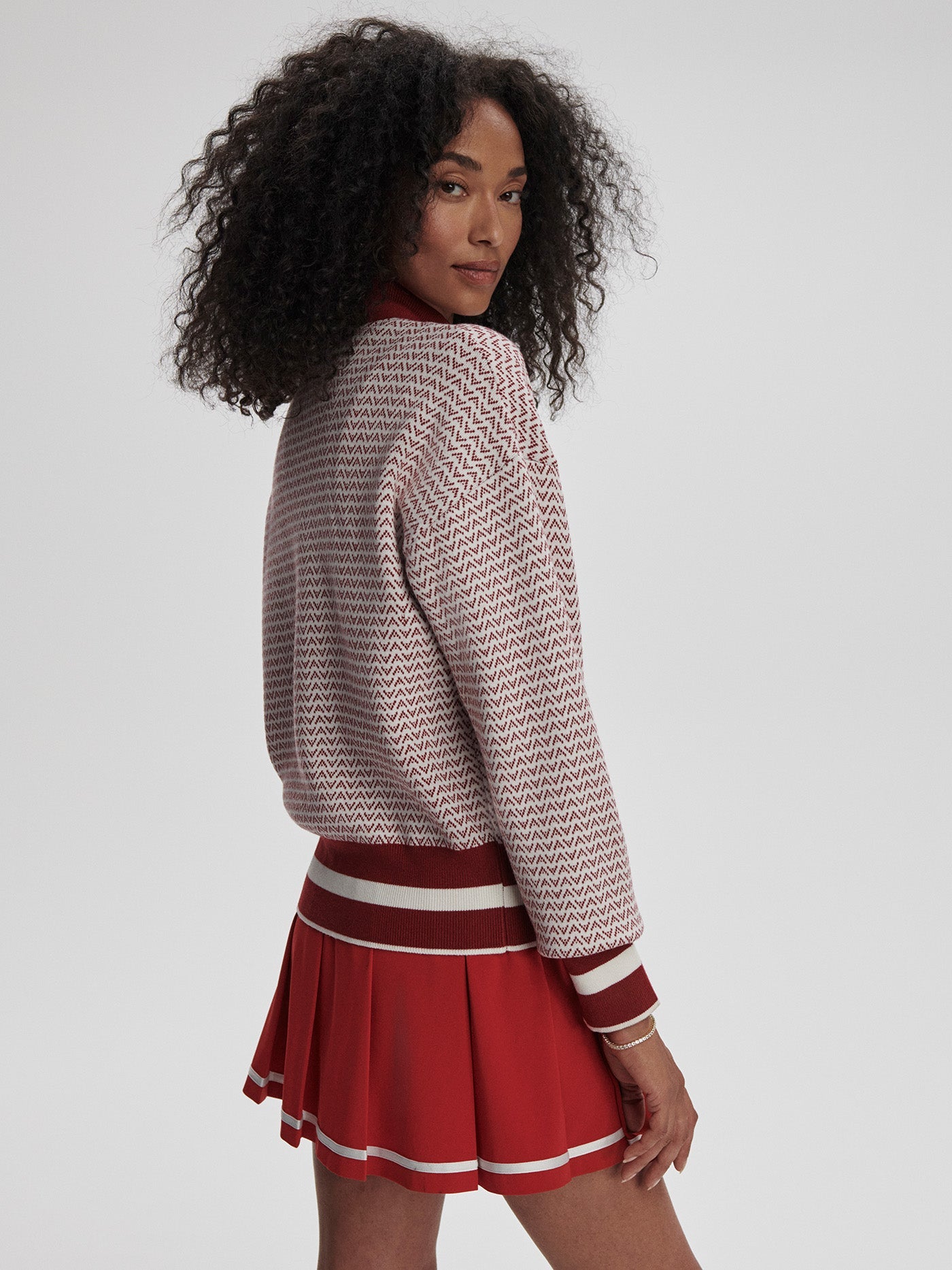 Varley Red Dahlia/ White Walter Knit Jacket