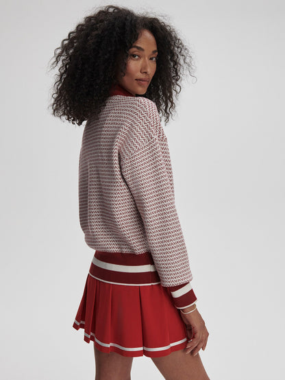 Varley Red Dahlia/ White Walter Knit Jacket