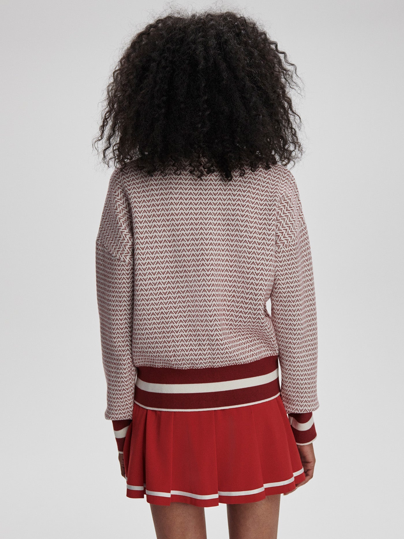 Varley Red Dahlia/ White Walter Knit Jacket