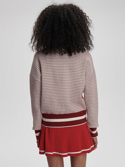 Varley Red Dahlia/ White Walter Knit Jacket