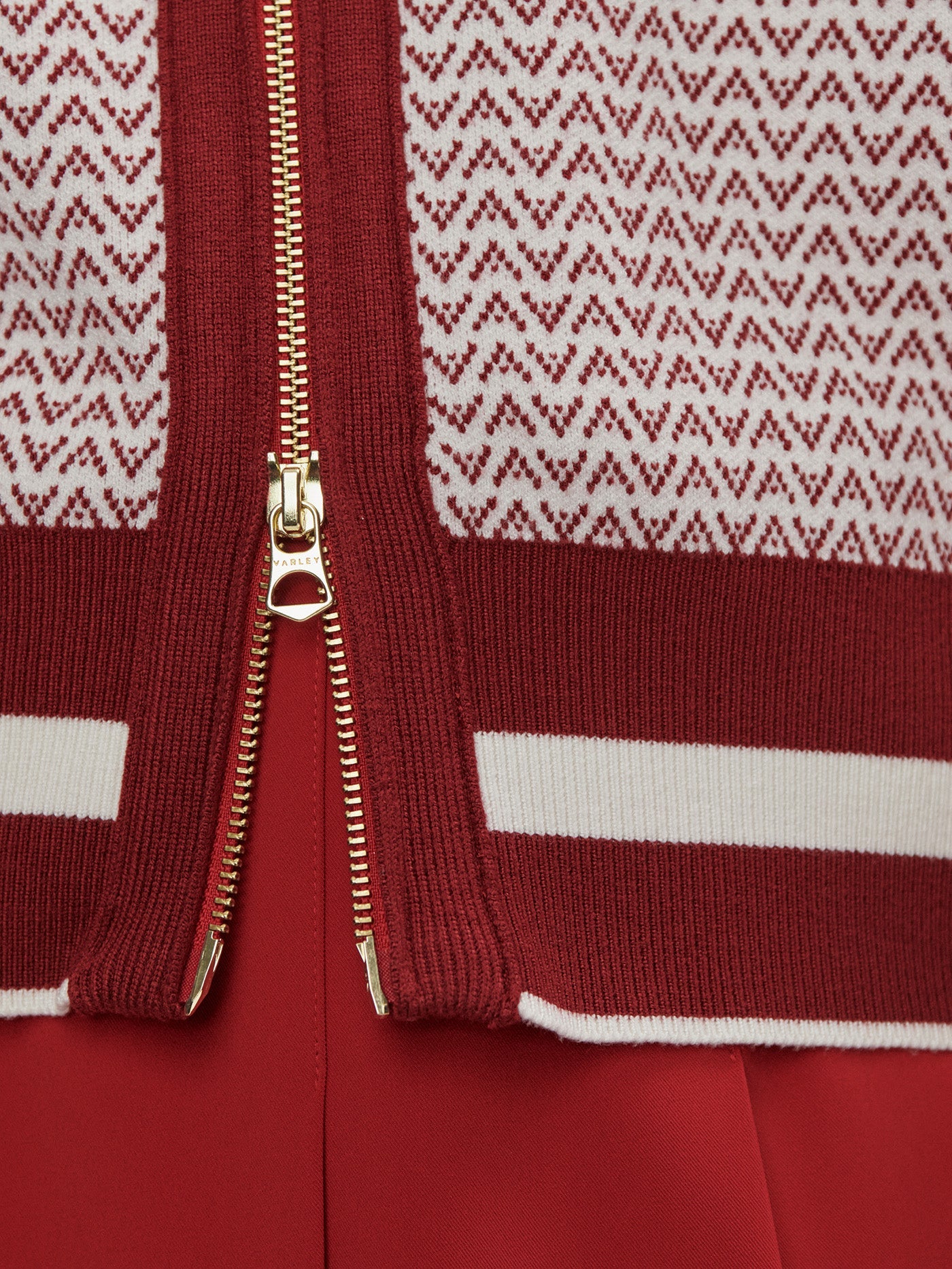 Varley Red Dahlia/ White Walter Knit Jacket