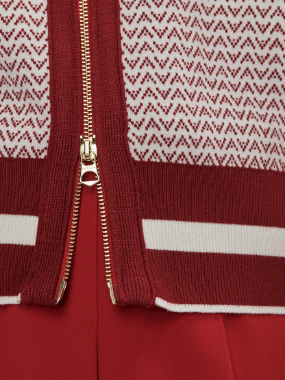 Varley Red Dahlia/ White Walter Knit Jacket