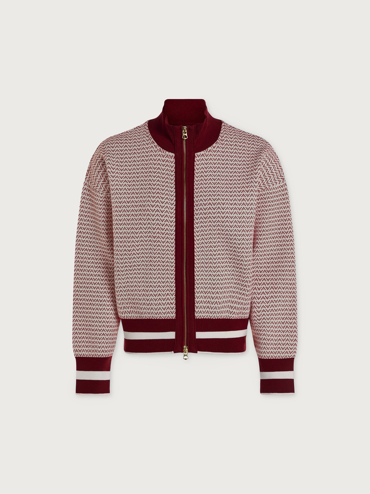 Varley Red Dahlia/ White Walter Knit Jacket