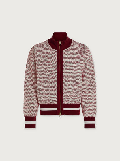 Varley Red Dahlia/ White Walter Knit Jacket