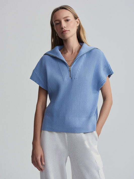 Varley Ashley Blue Rory Half Zip Knit