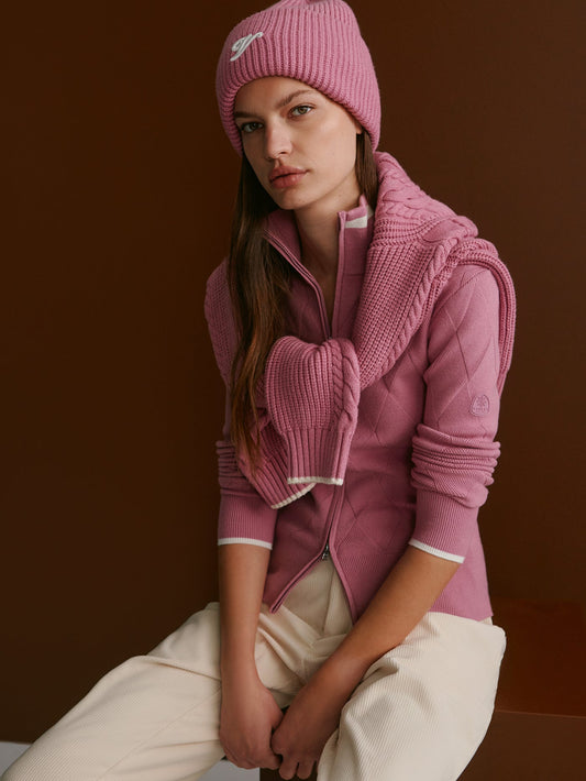 Varley Mauve Orchid Barthe Zip Through Knit Jacket |Varley US