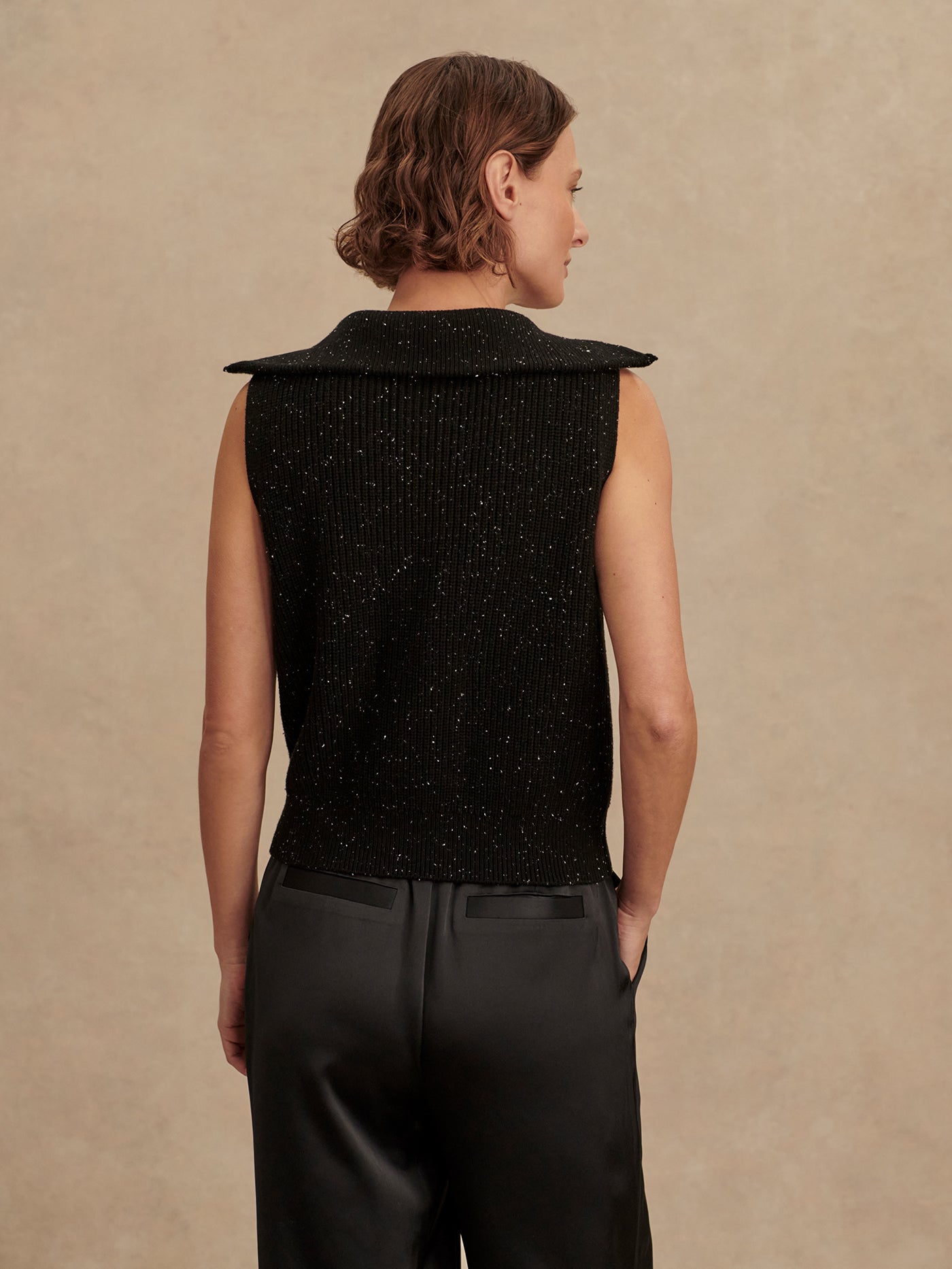 Varley Black Fleck Hally Half Zip Rib Vest