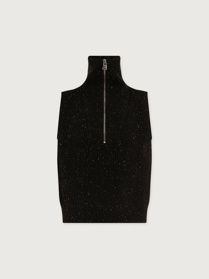 Varley Black Fleck Hally Half Zip Rib Vest
