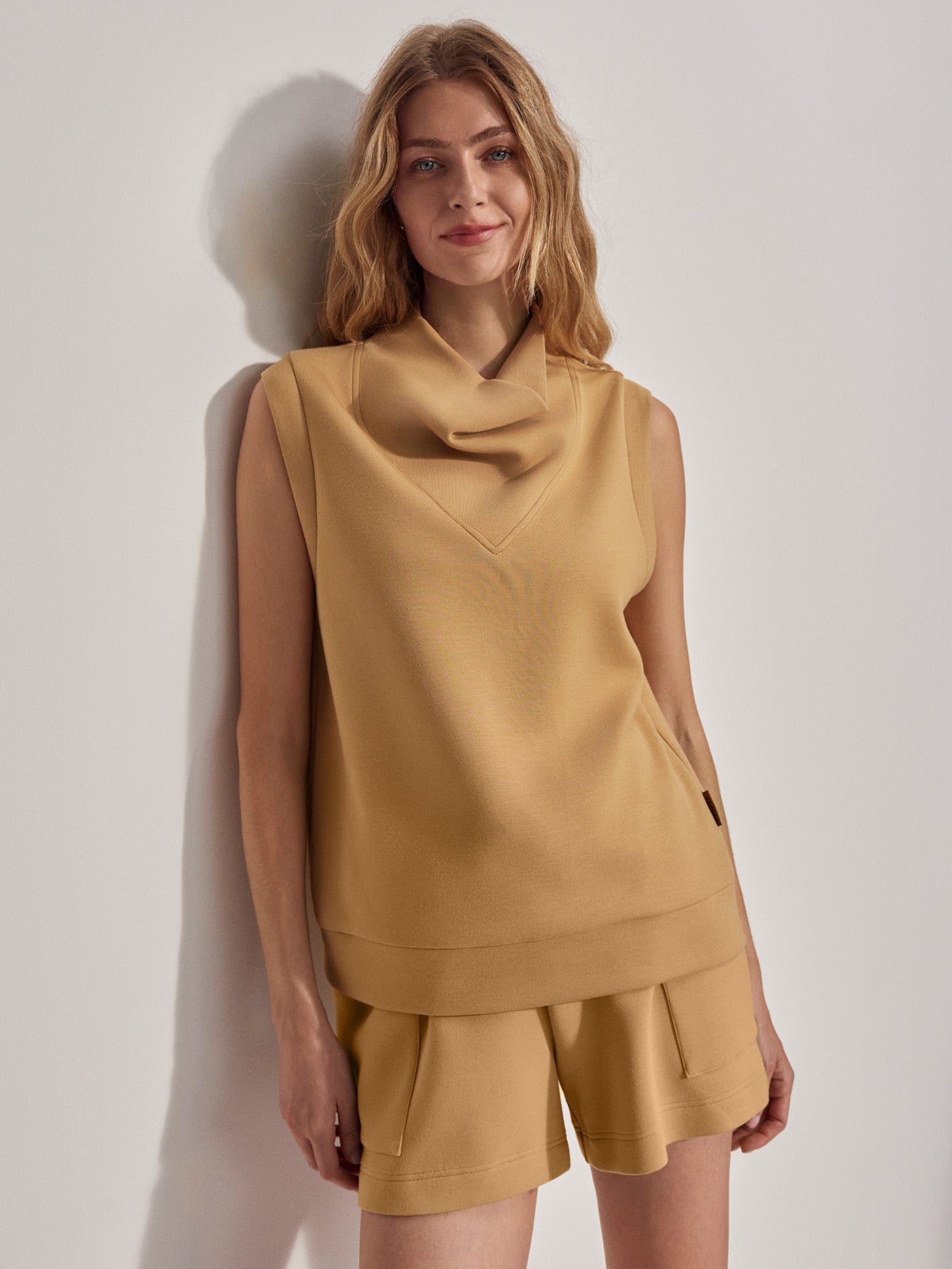 Varley Prairie Sand Ellen Cowl Neck Tank | VARLEY US