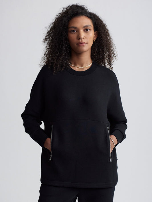 Varley Black Paige Longline Sweat | VARLEY US