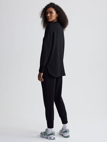 Varley Black Paige Longline Sweat | VARLEY US
