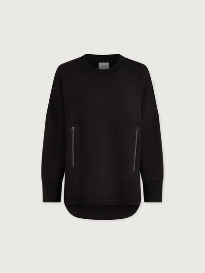 Varley Black Paige Longline Sweat | VARLEY US