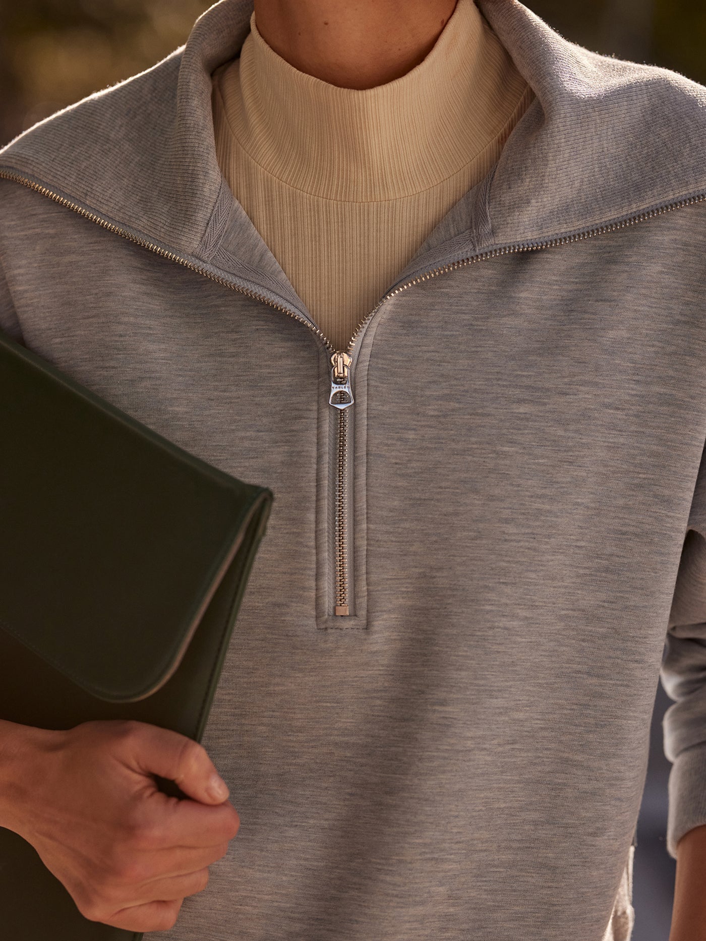 Varley Mid Blue Marl Larson Half Zip Sweat